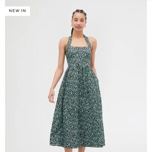 Hill House The Fleur Midi Dress NWOT in Black Lily of the Valley.